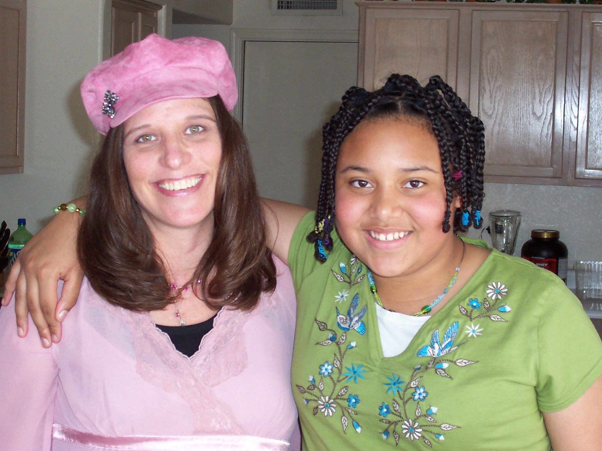 Chaunell and Leanna pink hat