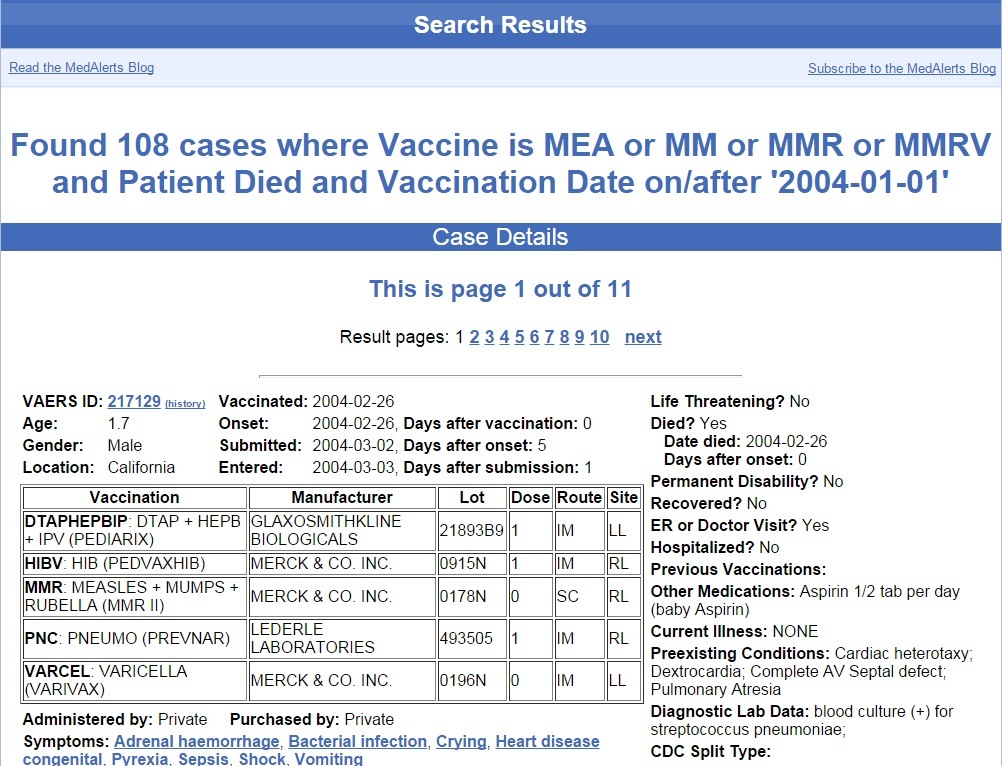 VAERS-Measles-Vaccine-Deaths