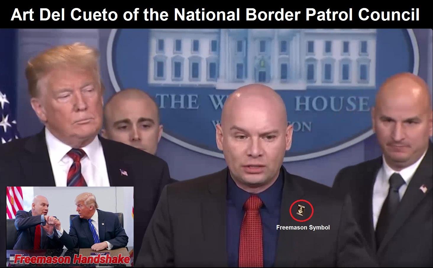 Art Del Cueto of the National Border Patrol Council Freemason Handshake Trump
